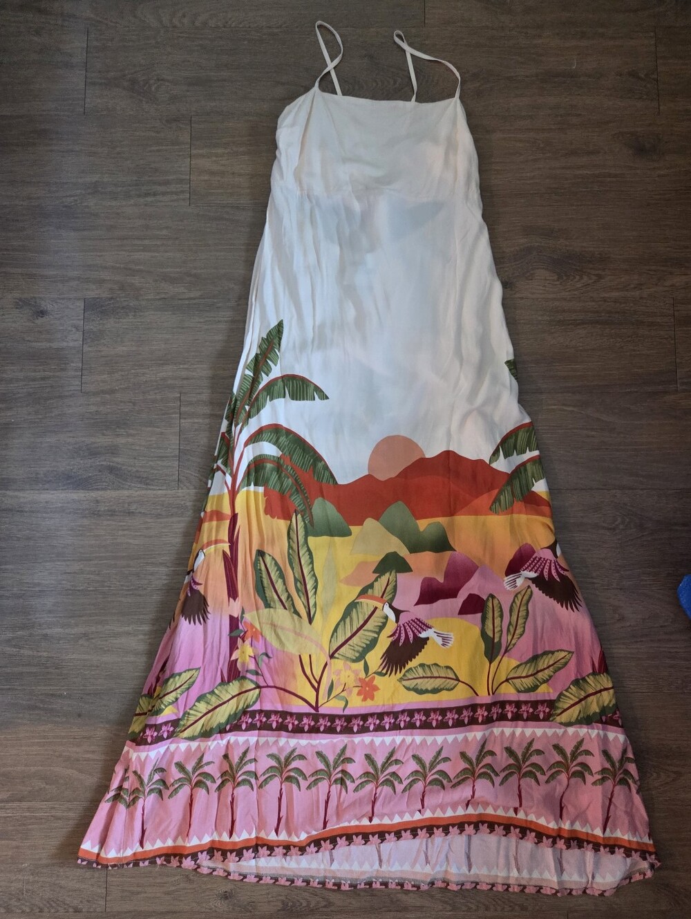 Anthropologie Paper Heart tropical maxi dress sunset palm Print